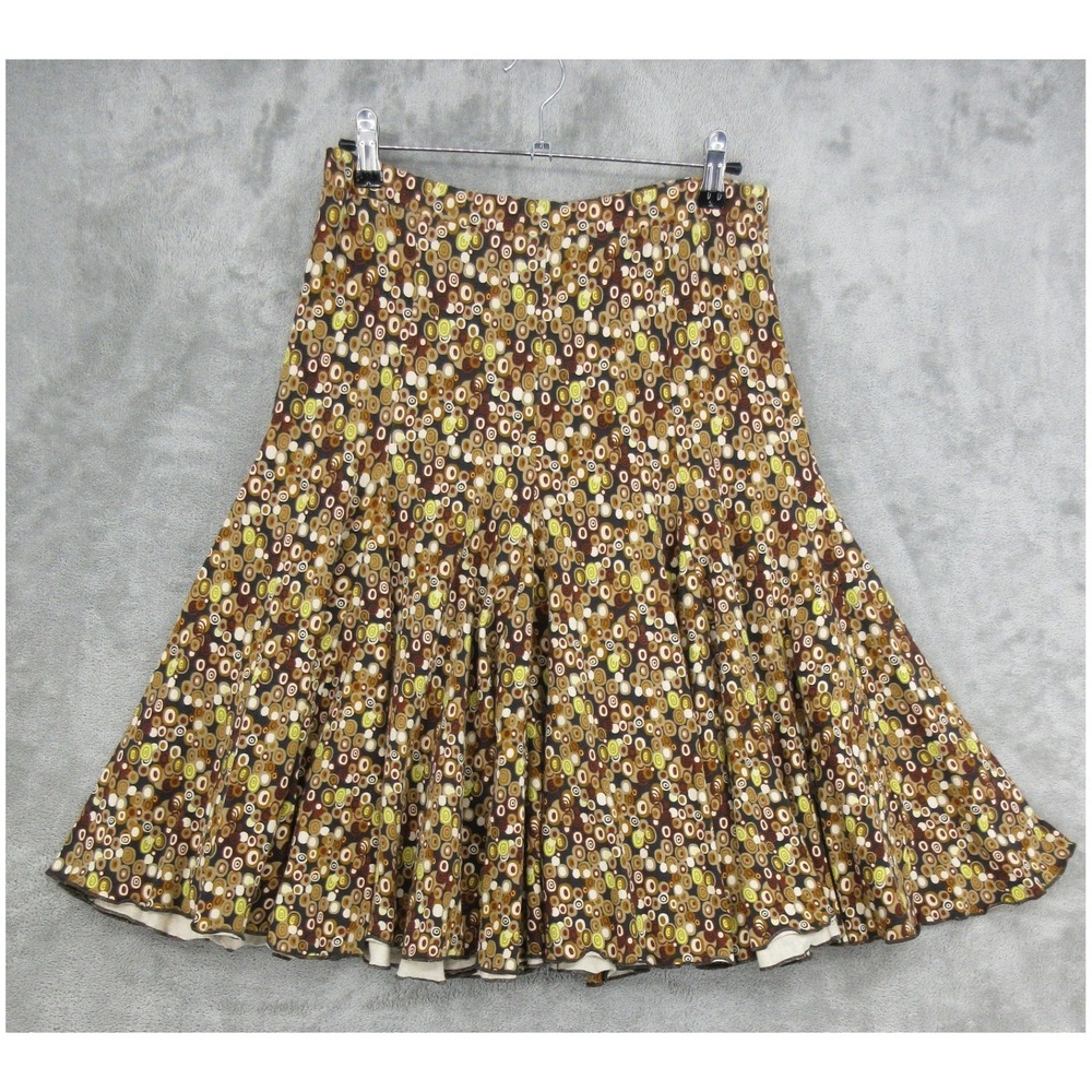 Oilily Skirt Womens Size M Pull On Flare Stretch Knit Geometric A Line Brown